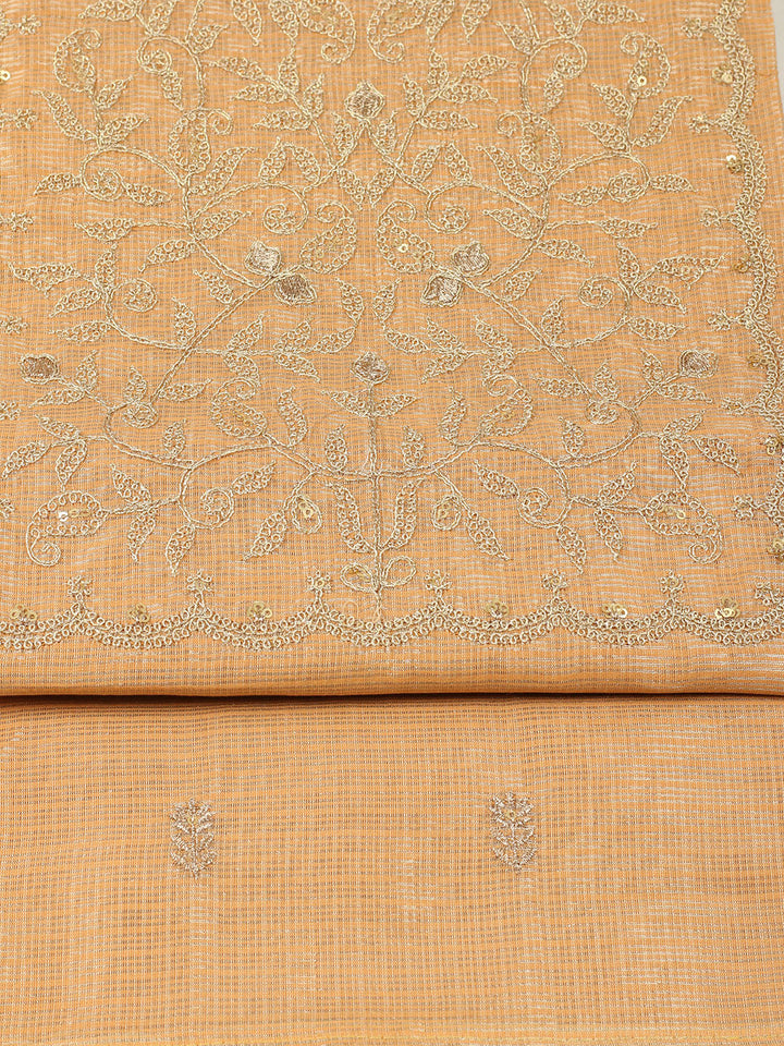 Embroidered Tissue Unstitched Suit With Pant &amp; Dupatta