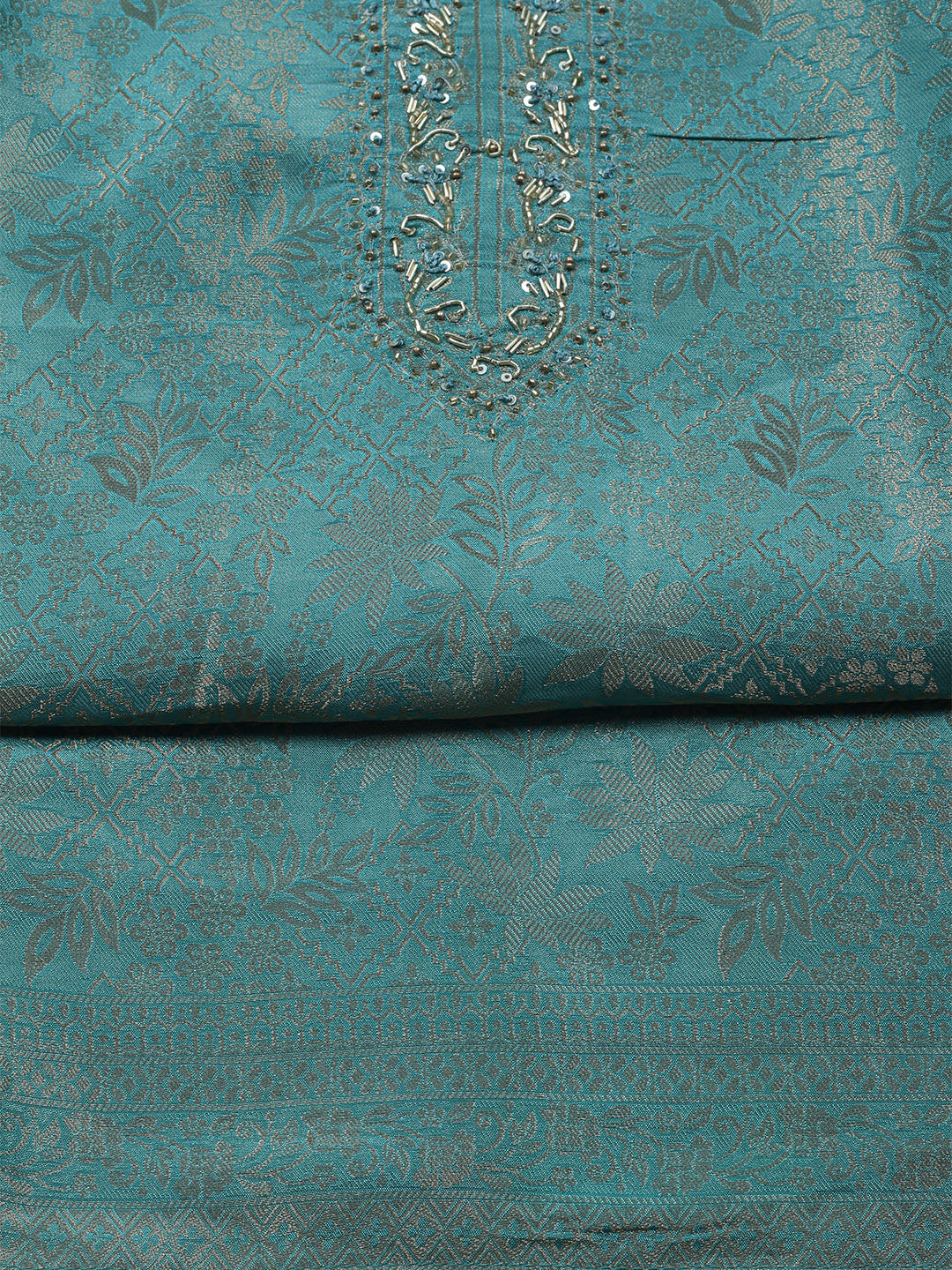 Brocade Chanderi Unstitched Suit With Dupatta