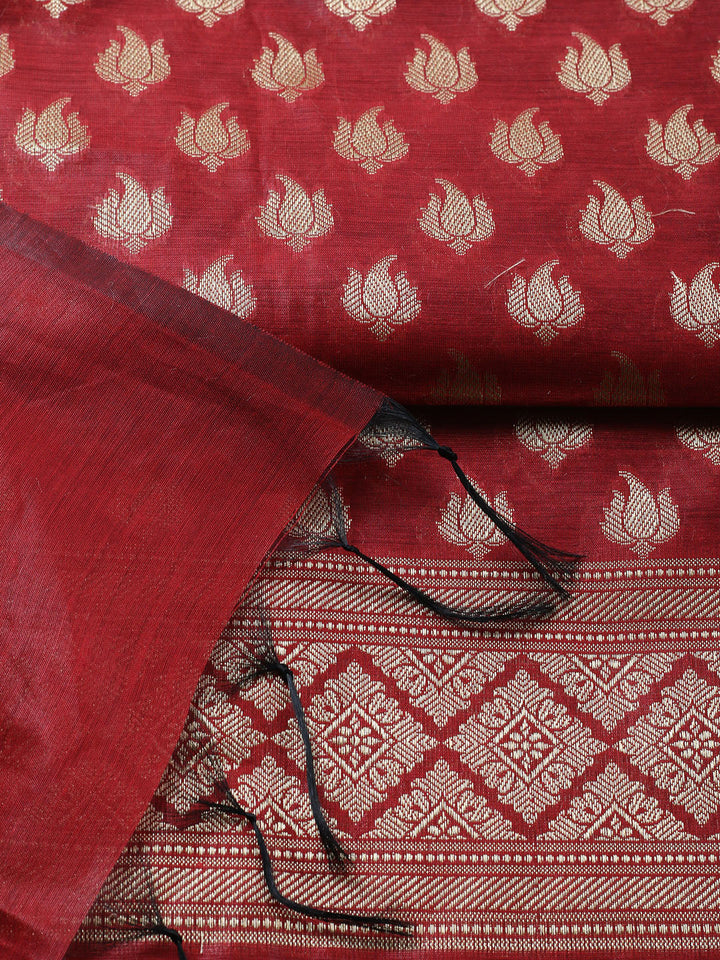 Banarasi Chanderi Unstitched Suit With Pant &amp; Dupatta
