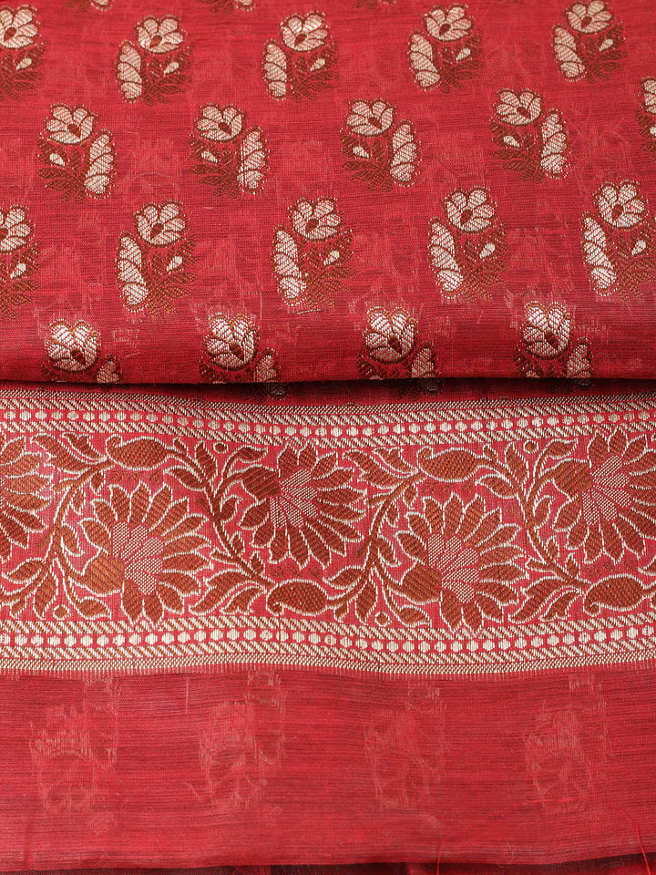 Woven Design Chanderi Unstitched Suit With Pant &amp; Dupatta