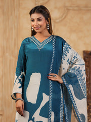 Printed Muslin Kurta With Pants & Dupatta