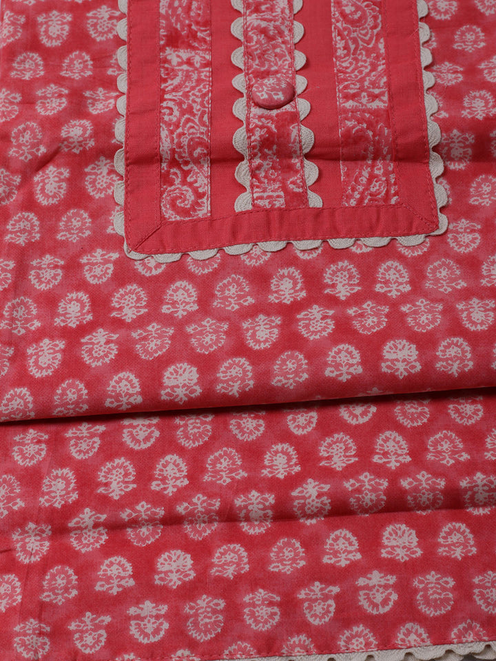 Printed Cotton Blend Unstitched Suit With Dupatta