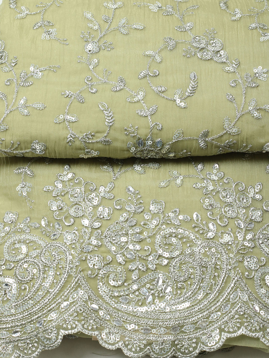 Embroidered Organza Unstitched Suit With Pant &amp; Dupatta