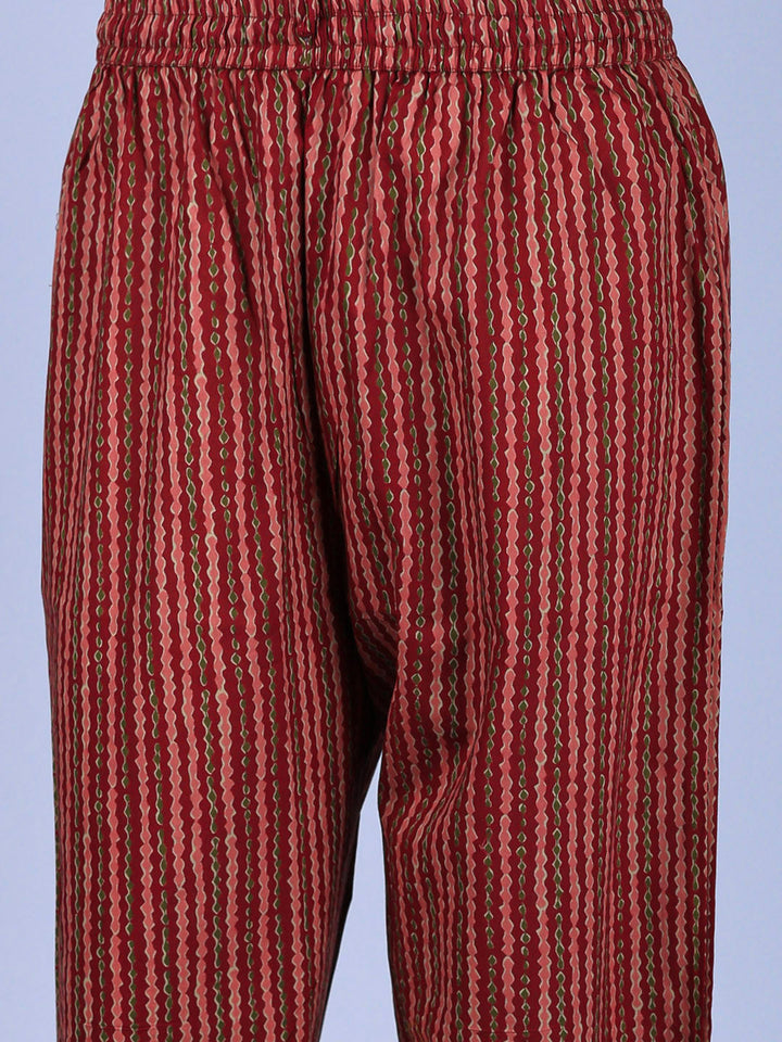 Printed Cotton Blend Kurta With Pant &amp; Dupatta