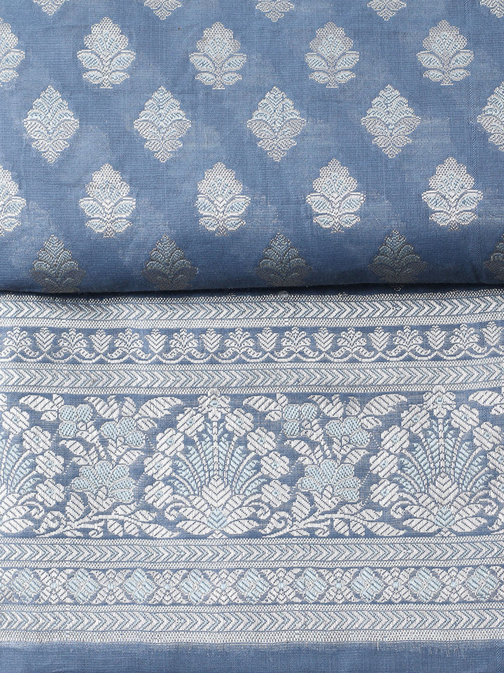 Woven Chanderi Unstitched Suit With Dupatta