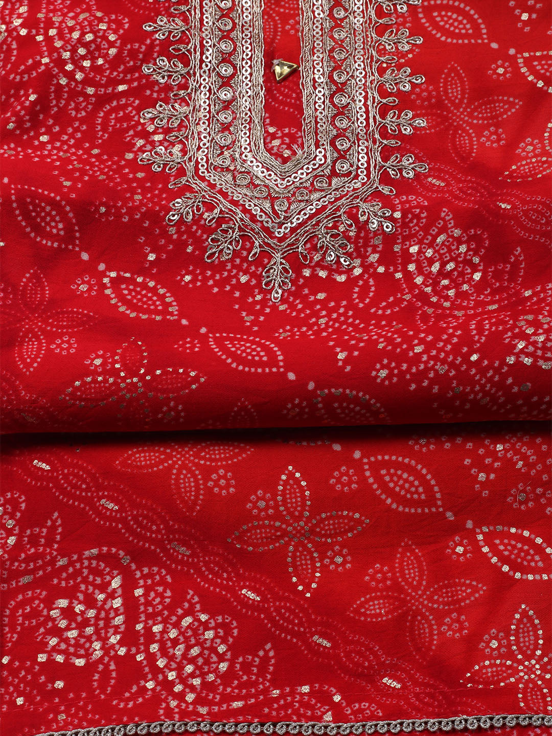 Neck Embroidered Cotton Blend Unstitched Suit With Dupatta