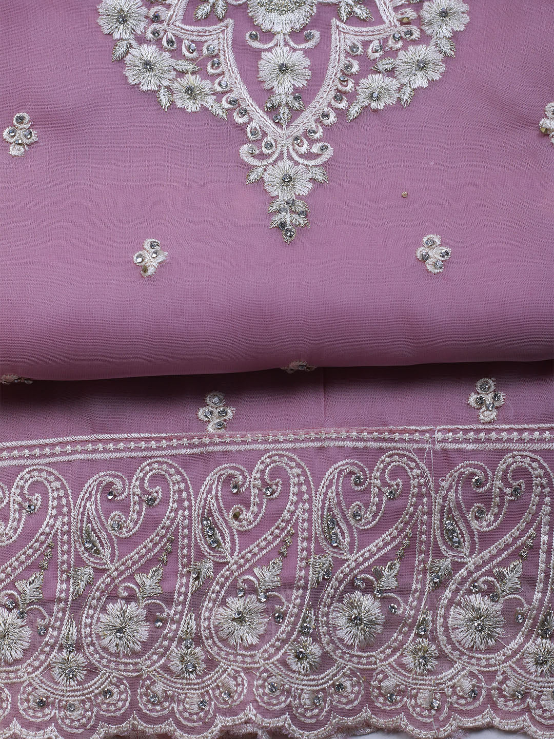 Embroidered Organza Unstitched Suit With Dupatta