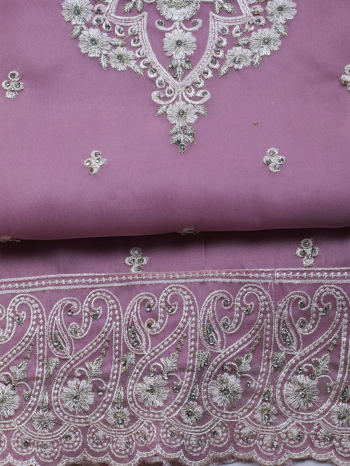 Embroidered Organza Unstitched Suit With Dupatta