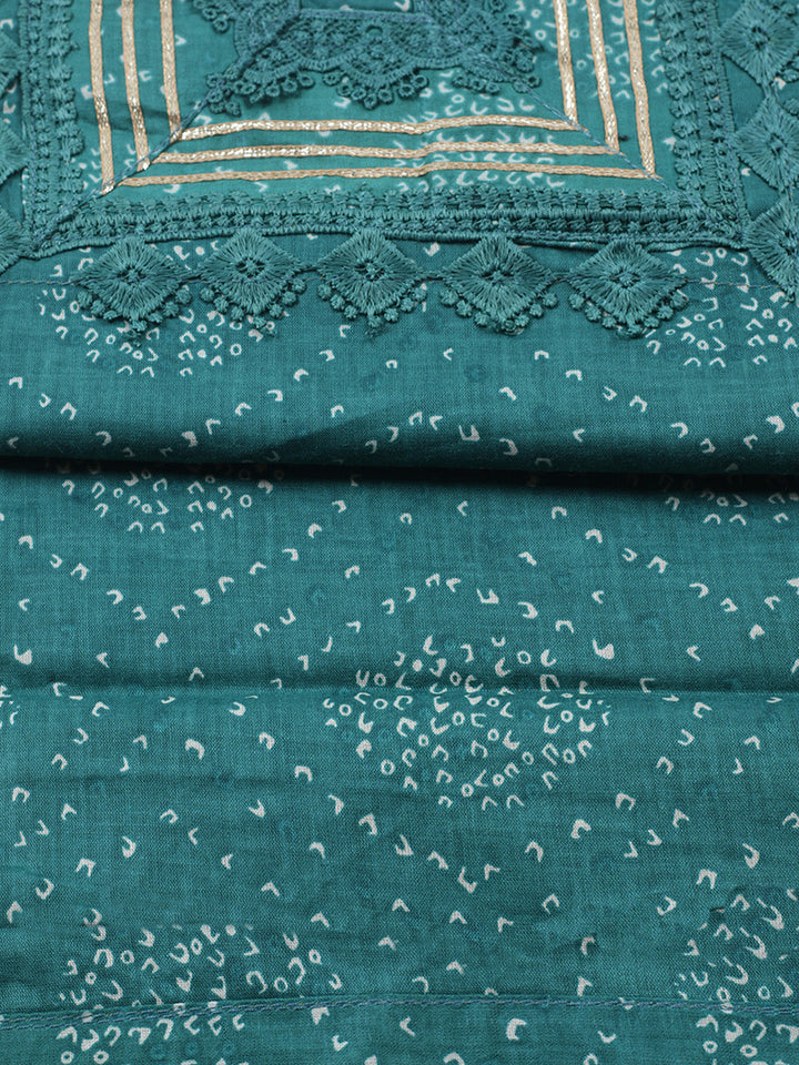 Printed Cotton Blend Unstitched Suit With Pant &amp; Dupatta