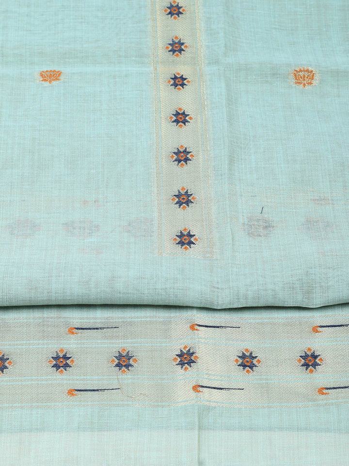 Embroidered Chanderi Unstitched Suit With Pant &amp; Dupatta