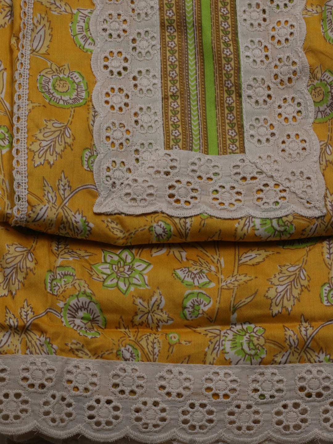 Printed Cotton Blend Unstitched Suit With Dupatta