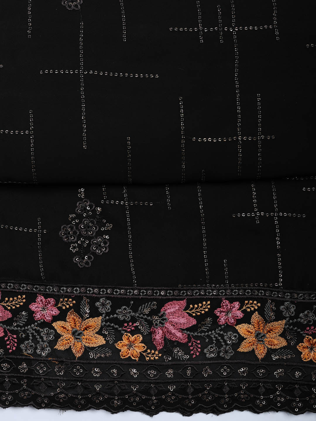 Woven Design Georgette Unstitched Suit With Pant &amp; Dupatta