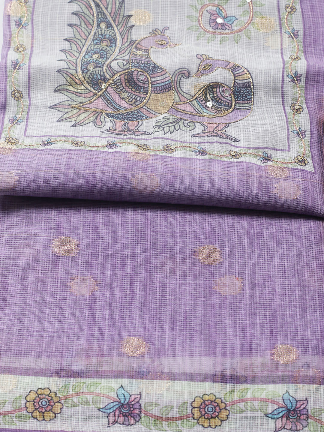 Embroidered Cotton Blend Unstitched Suit With Pant &amp; Dupatta