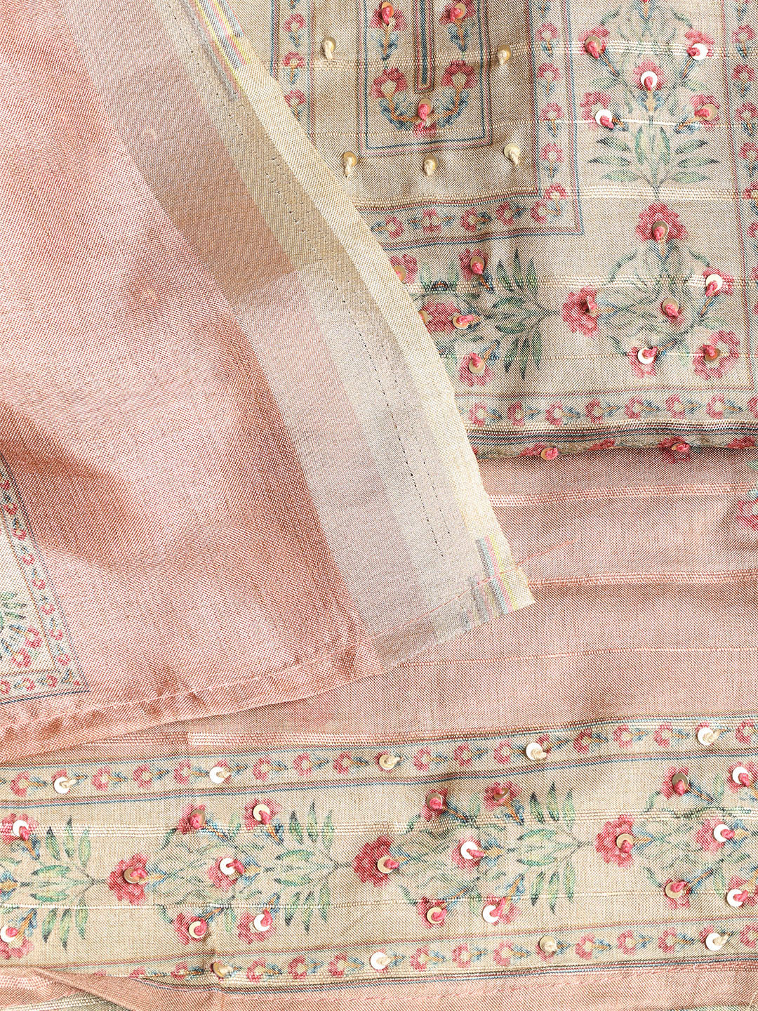 Embroidered Art Silk Unstitched Suit With Dupatta
