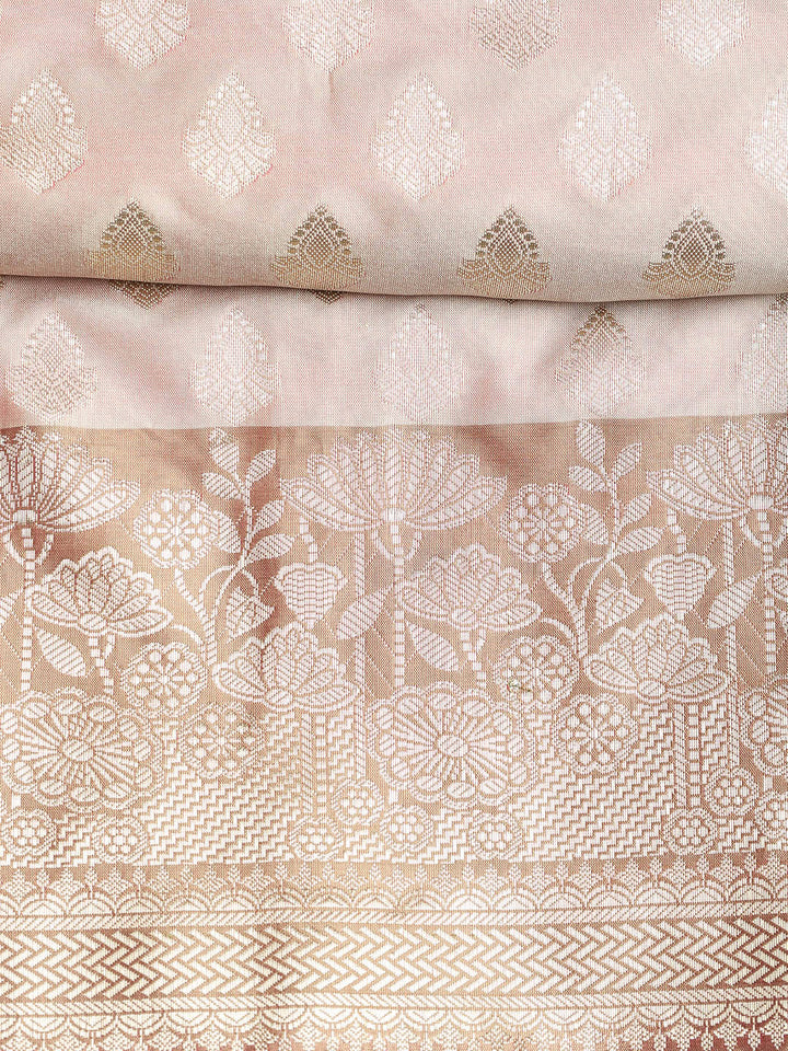 Woven Banarasi Chanderi Unstitched Suit With Dupatta