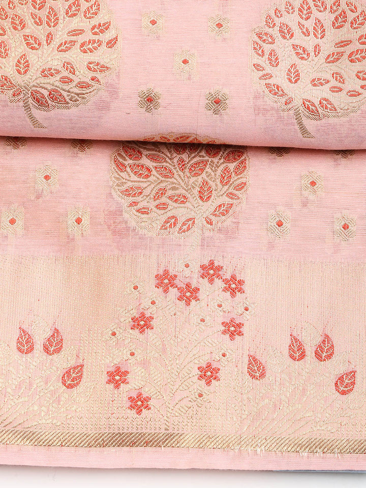 Woven Banarasi Chanderi Unstitched Suit With Dupatta