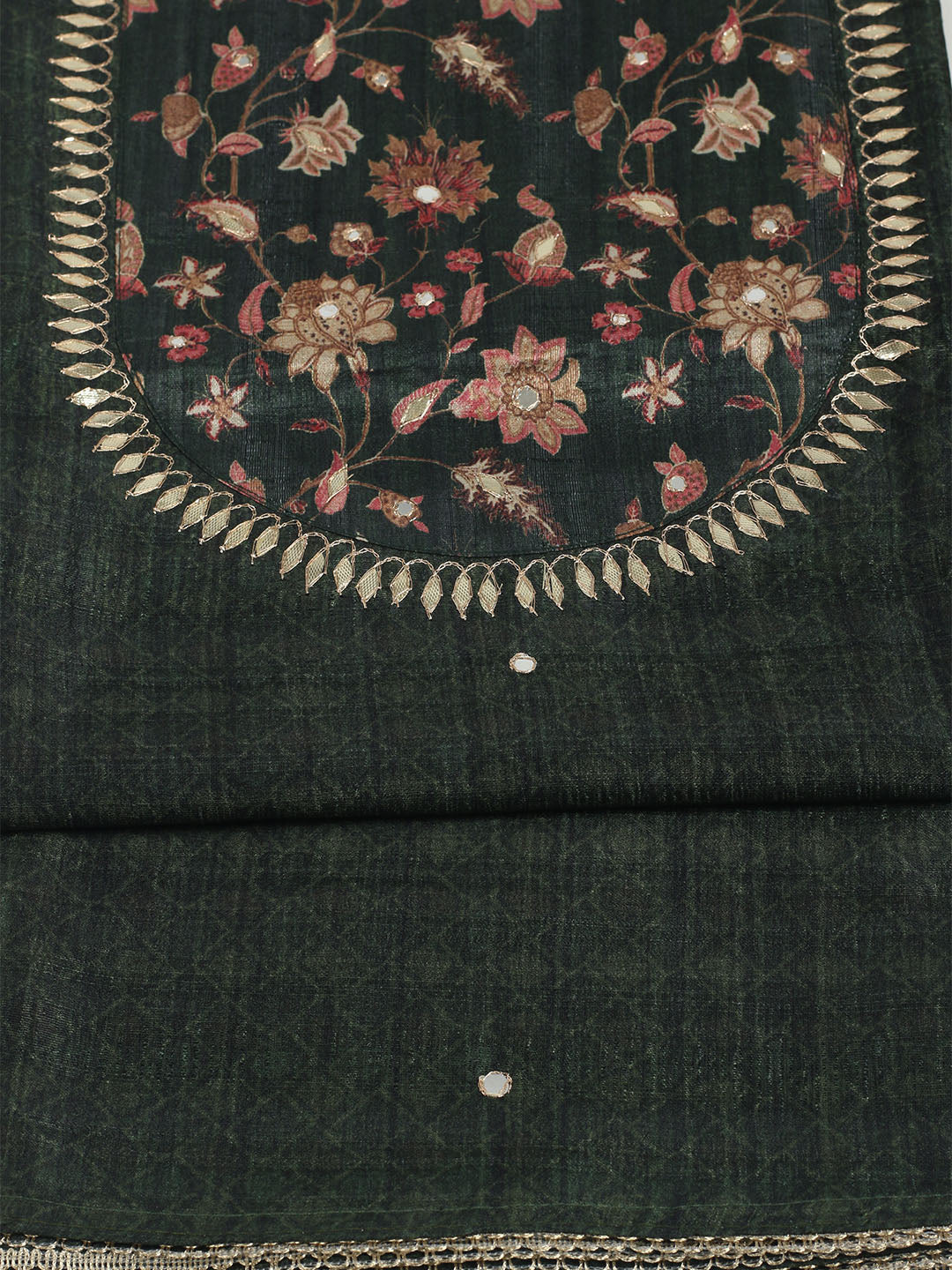 Embroidered Tussar Unstitched Suit With Dupatta