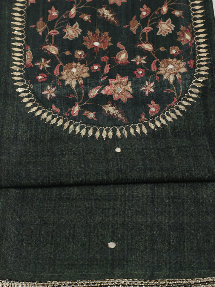 Embroidered Tussar Unstitched Suit With Dupatta