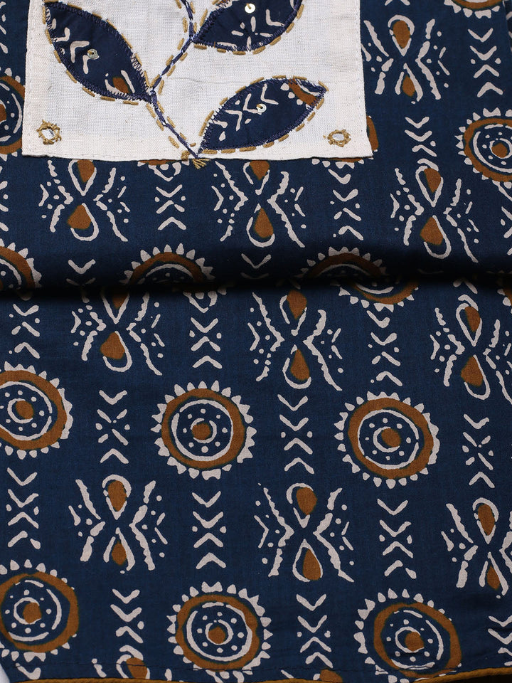 Printed Cotton Blend Unstitched Suit With Pant &amp; Dupatta