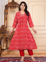 Neck Embroidery Cotton Blend Kurta With Pants & Dupatta