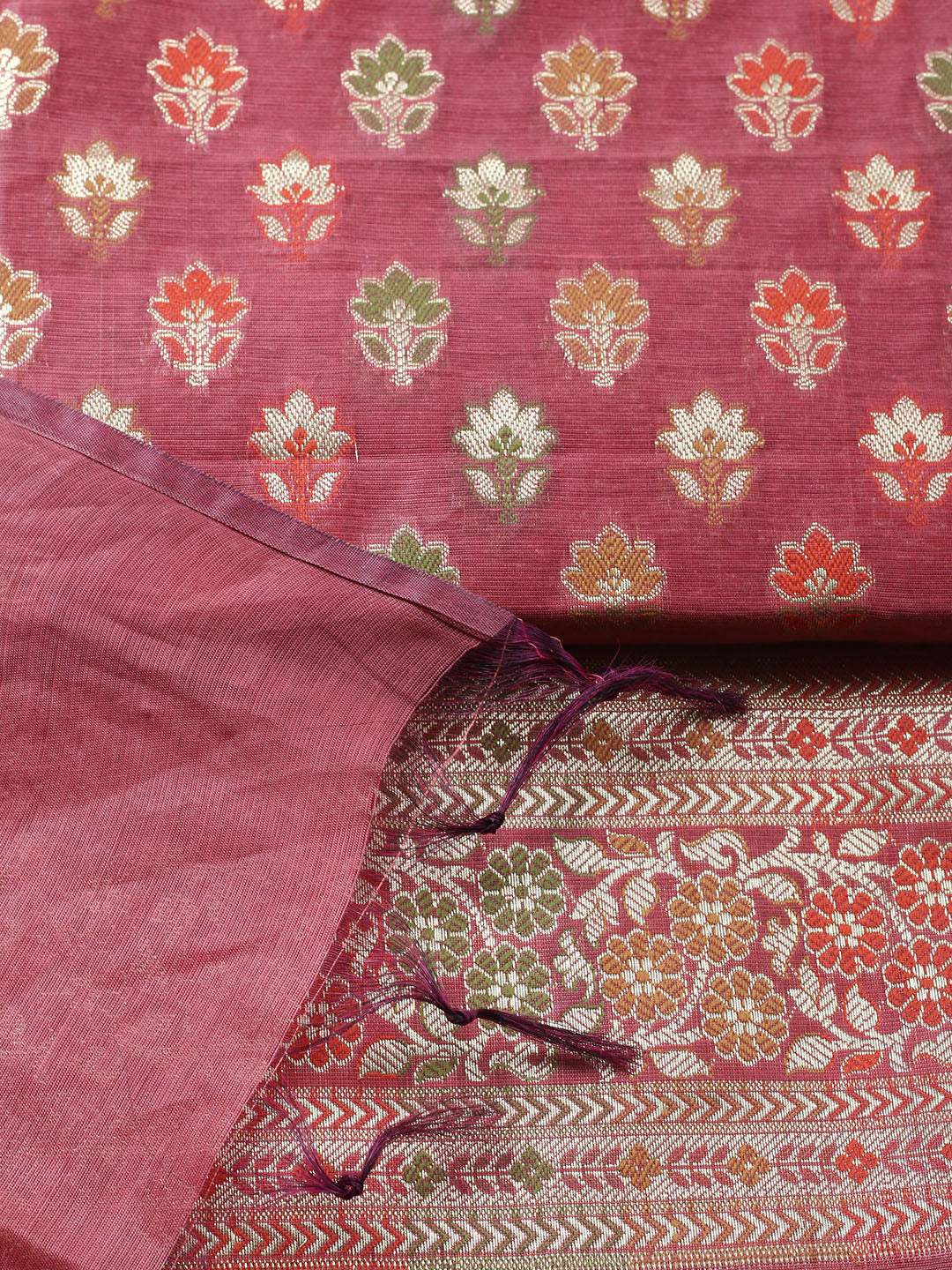 Banarasi Chanderi Unstitched Suit With Pant &amp; Dupatta
