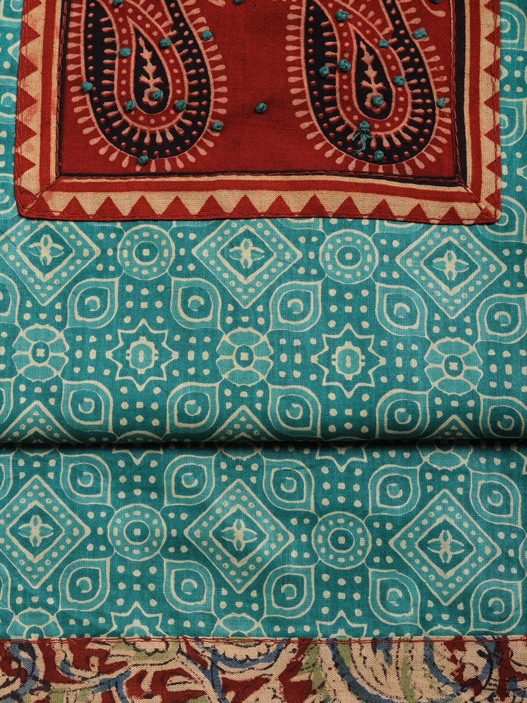 Printed Cotton Blend Unstitched Suit With Pant &amp; Dupatta