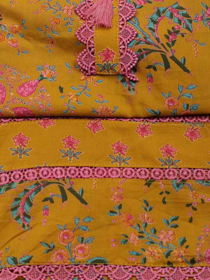 Embroidered Cotton Blend Unstitched Suit With Pant &amp; Dupatta