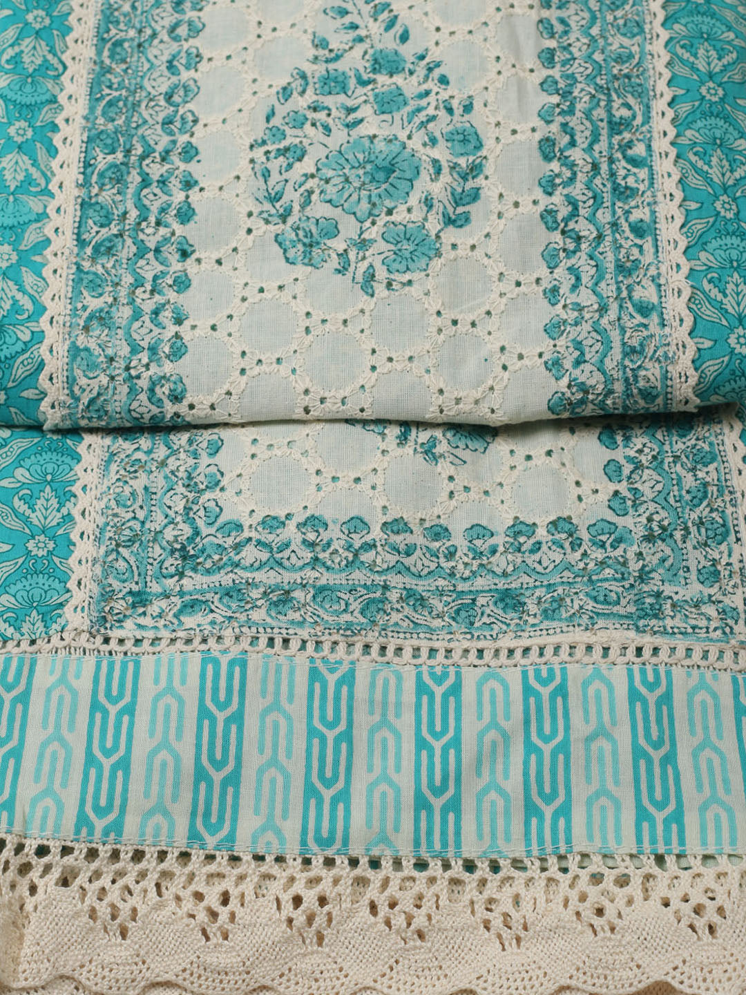 Embroidered Cotton Unstitched Suit With Pant Dupatta
