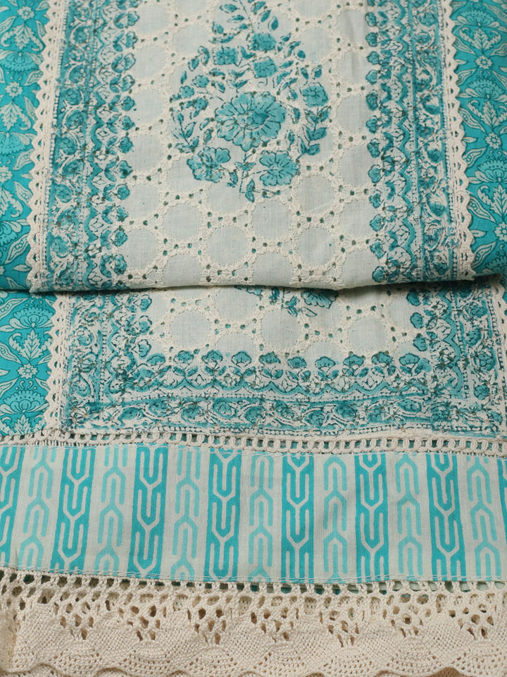 Embroidered Cotton Unstitched Suit With Pant Dupatta