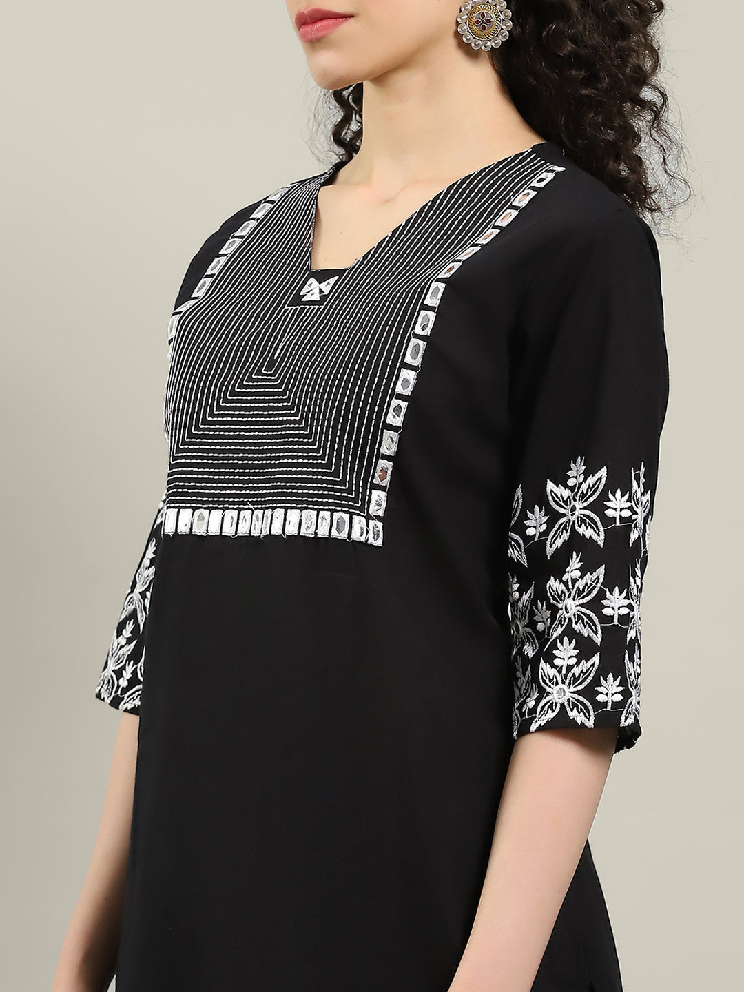 Printed Cotton Blend Kurta With Pants