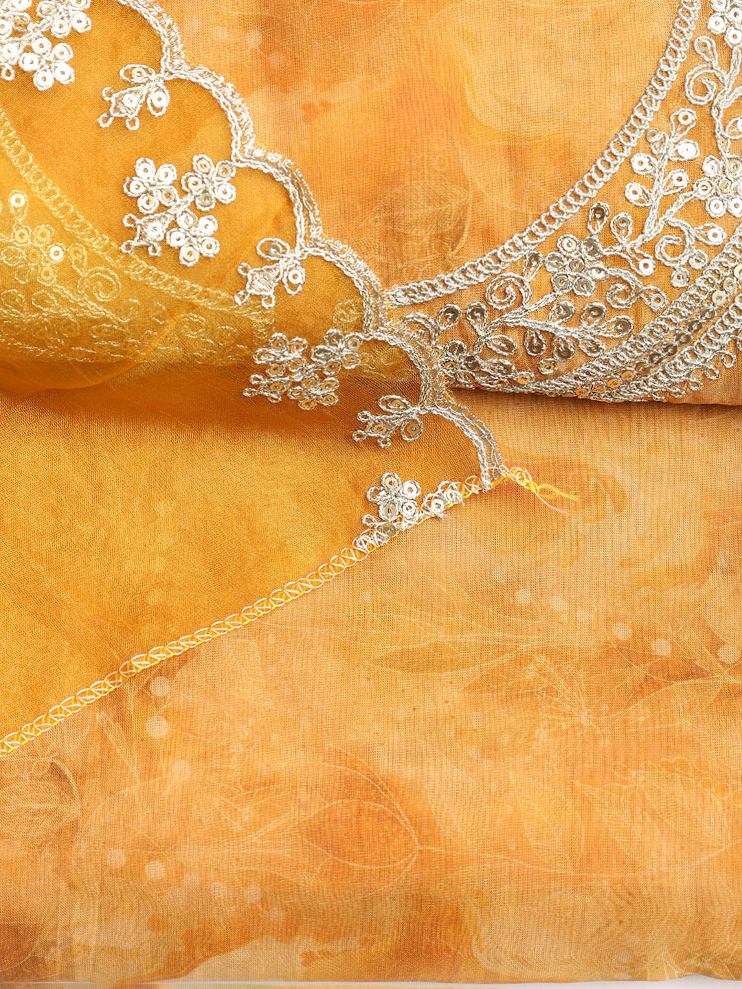 Neck Embroidered Organza Unstitched Suit With Dupatta