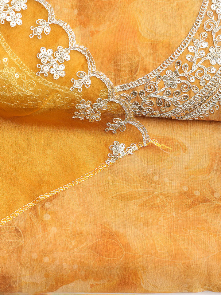 Neck Embroidered Organza Unstitched Suit With Dupatta