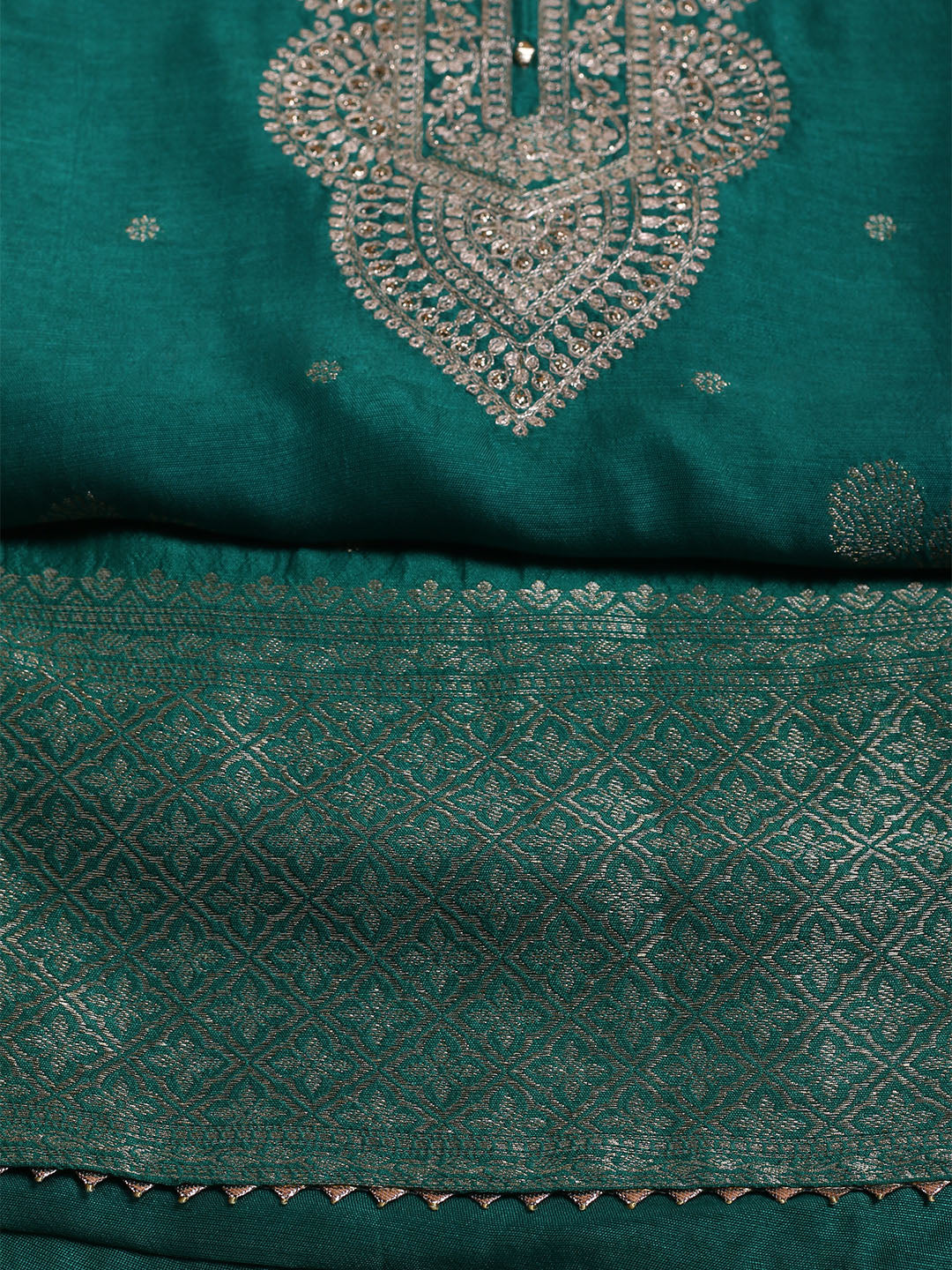 Kanjeevaram Chanderi Unstitched Suit With Dupatta