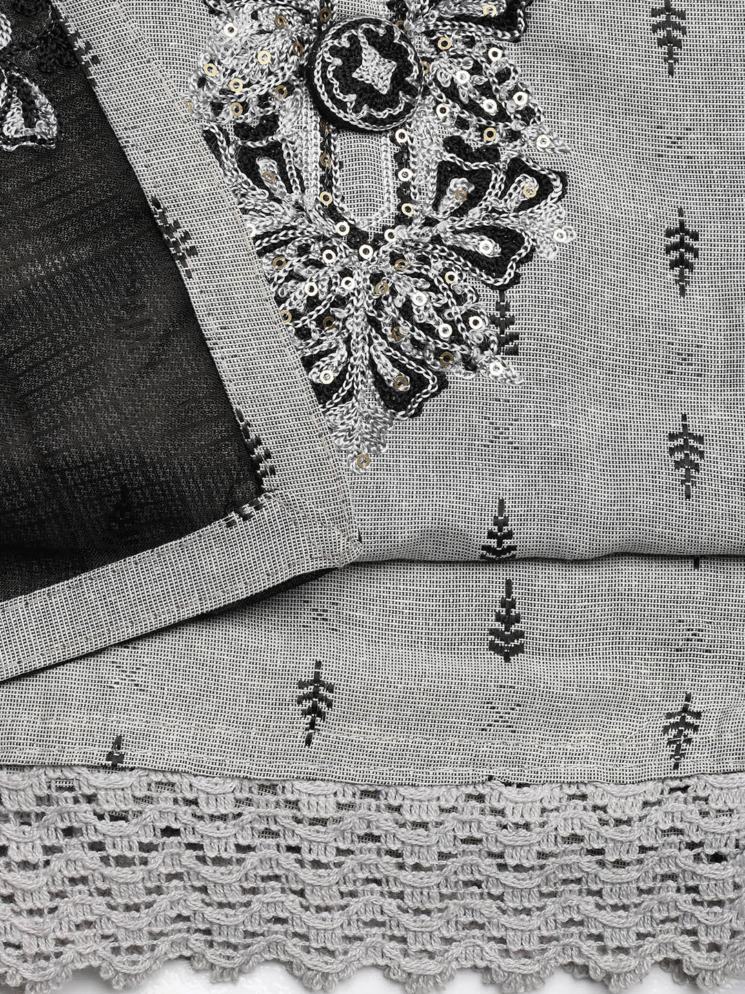 Embroidered Cotton Blend Unstitched Suit With Dupatta