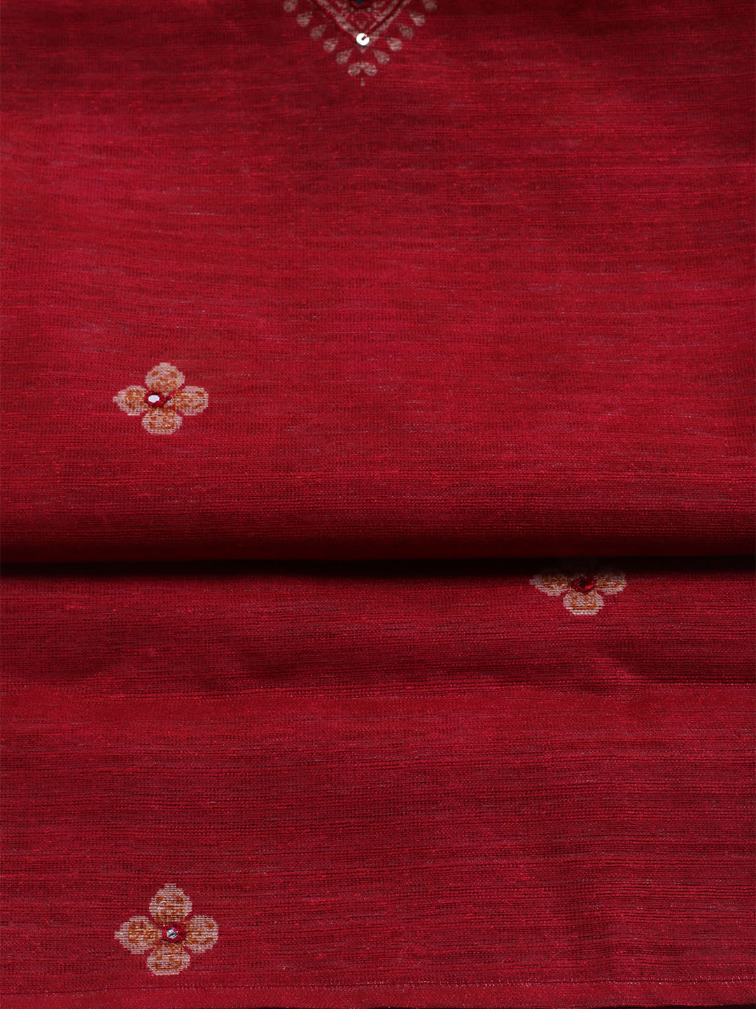 Embroidered Chanderi Unstitched Suit With Dupatta