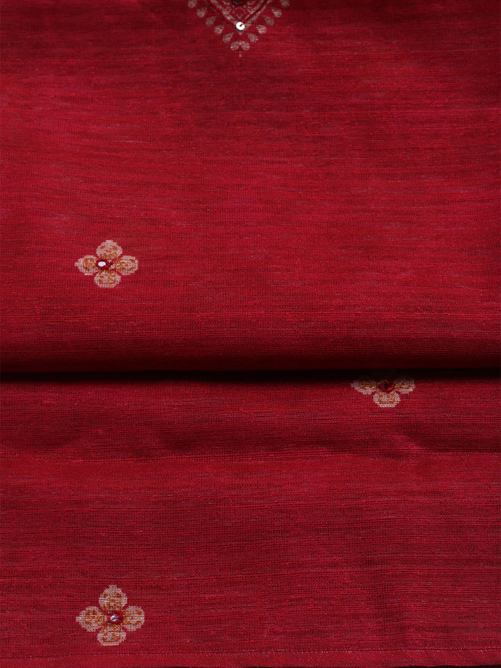Embroidered Chanderi Unstitched Suit With Dupatta