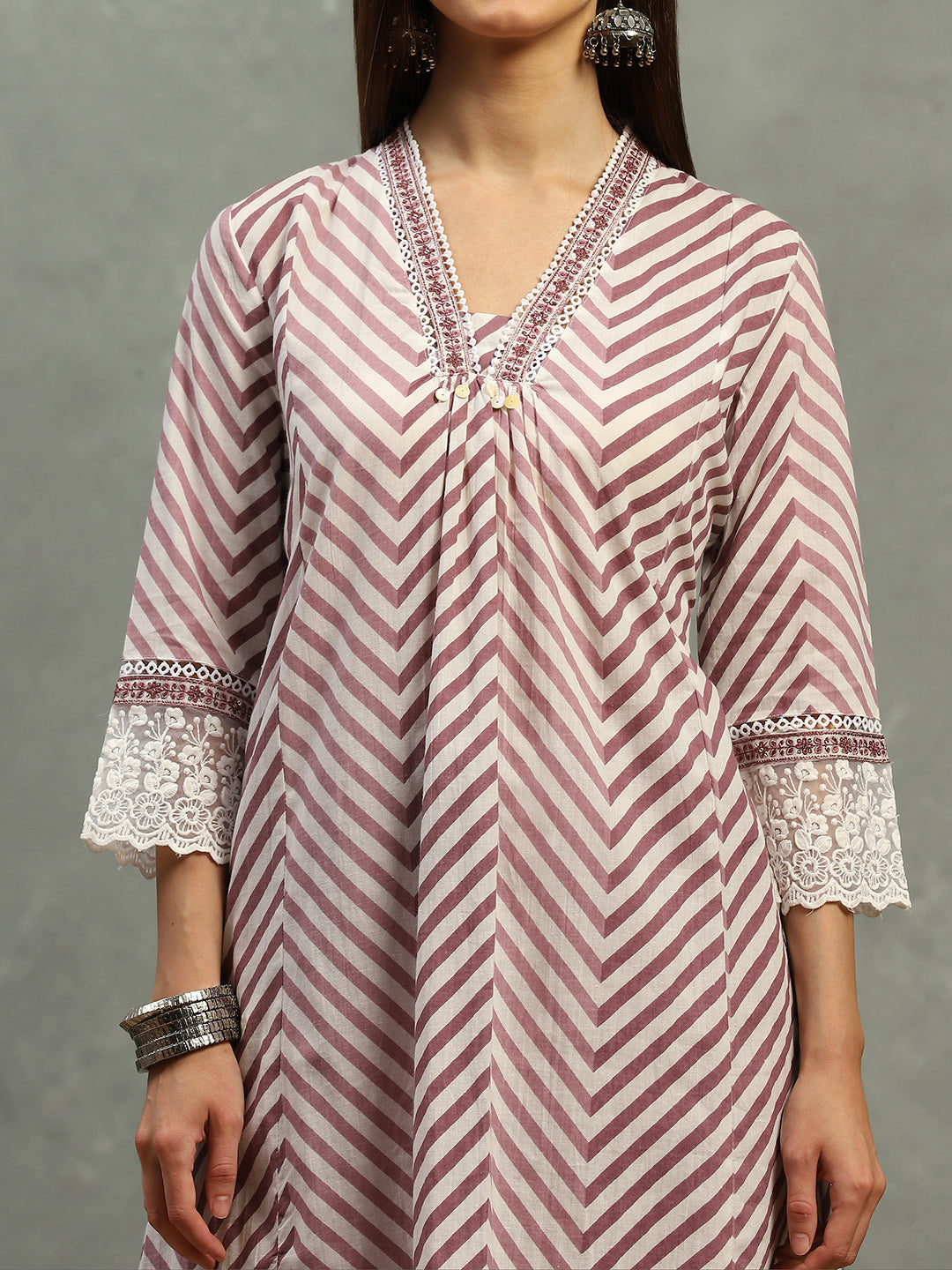 Printed Cotton Blend Kurta With Pants &amp; Dupatta
