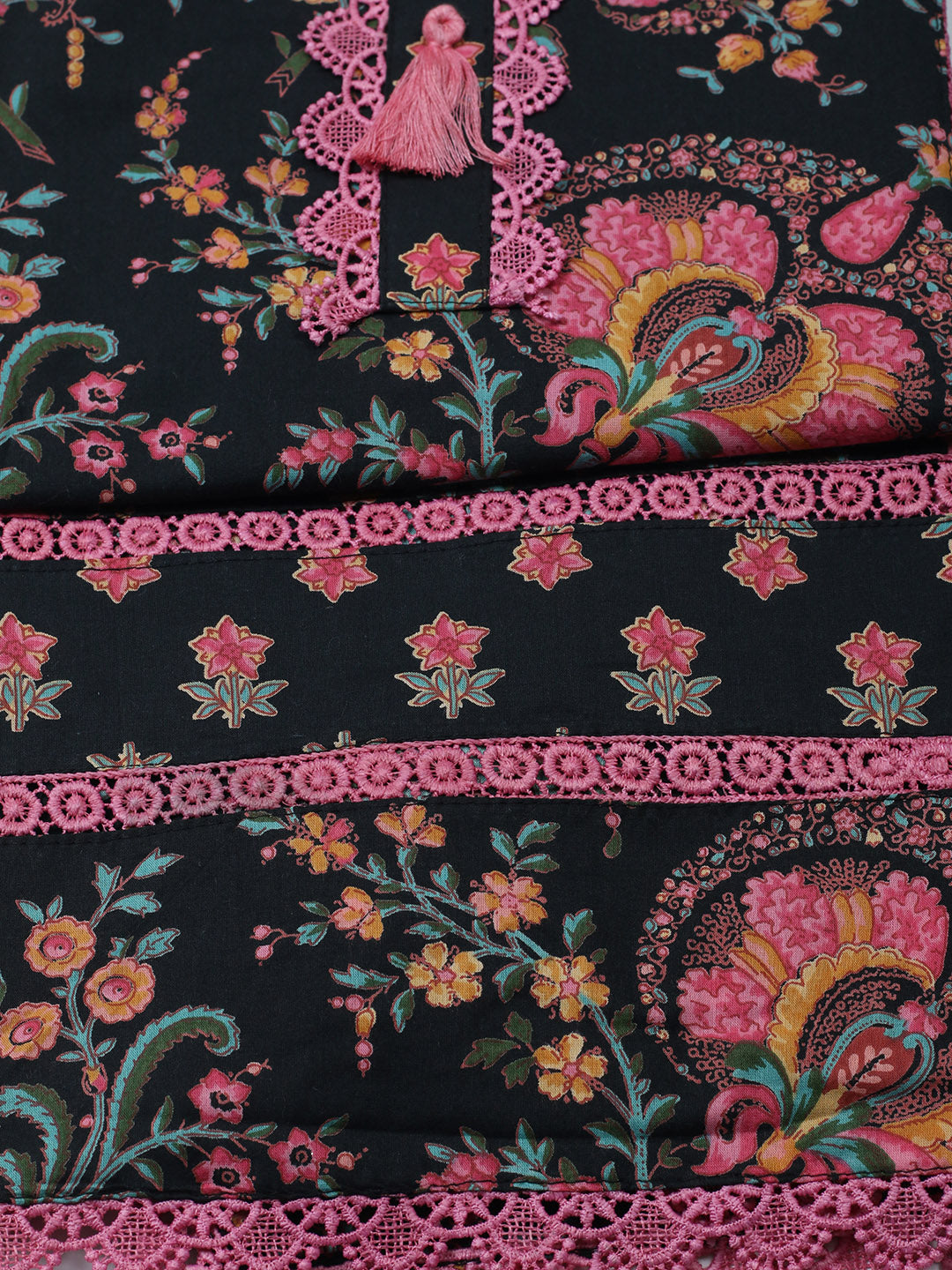 Embroidered Cotton Blend Unstitched Suit With Pant &amp; Dupatta