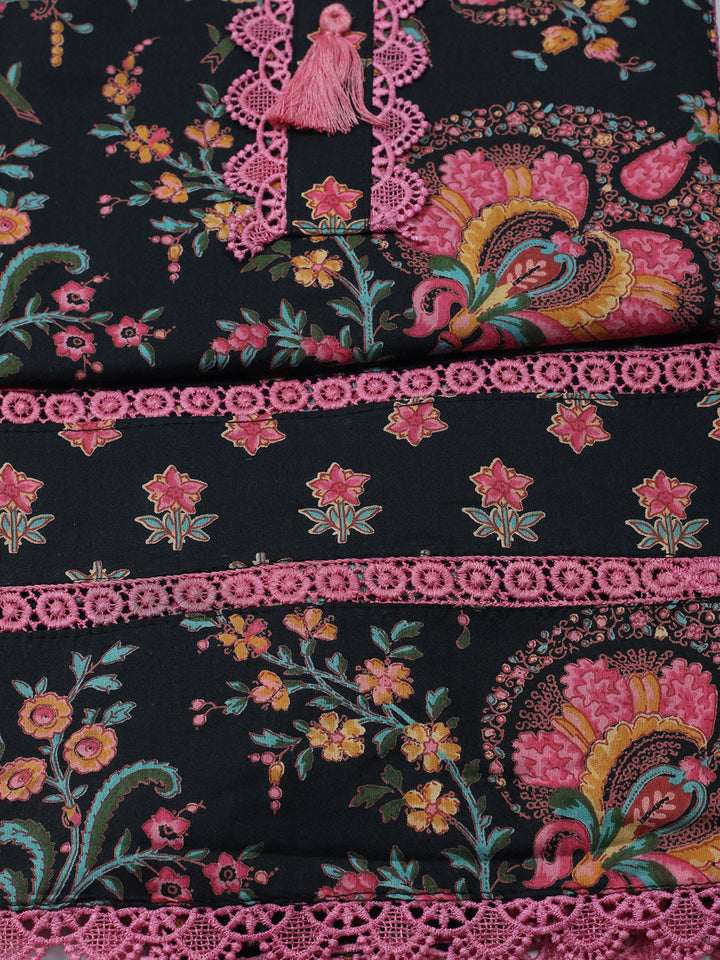 Embroidered Cotton Blend Unstitched Suit With Pant &amp; Dupatta