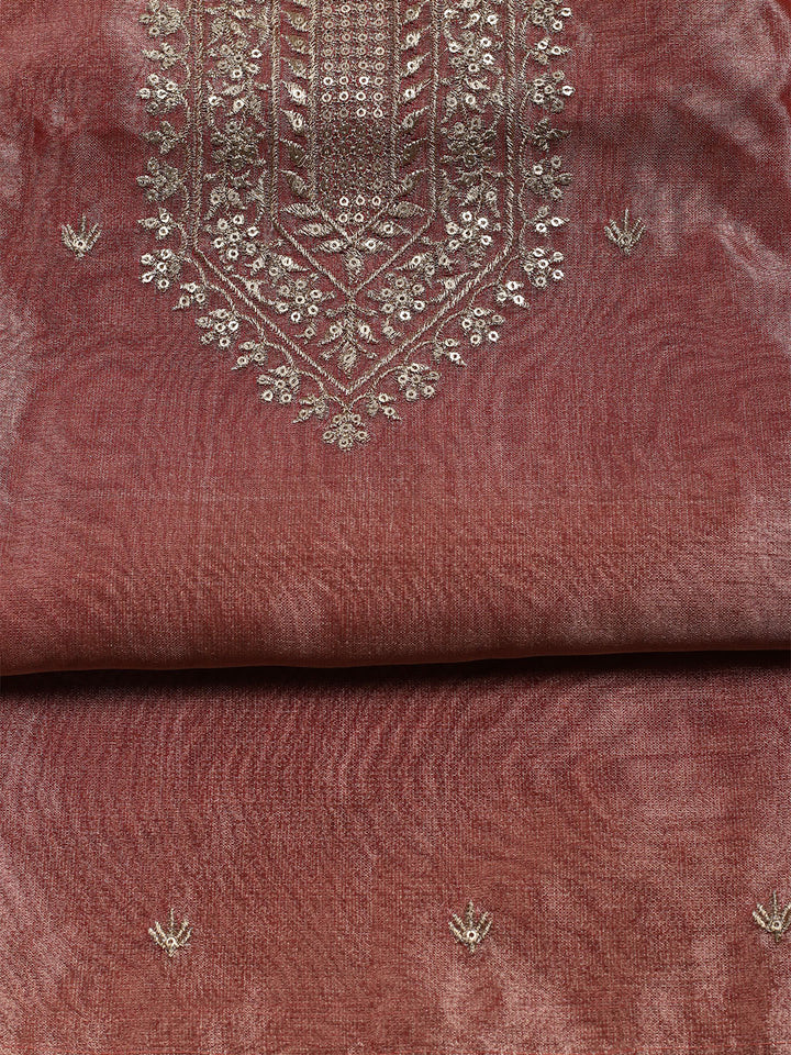 Neck Embroidered Tissue Unstitched Suit With Dupatta