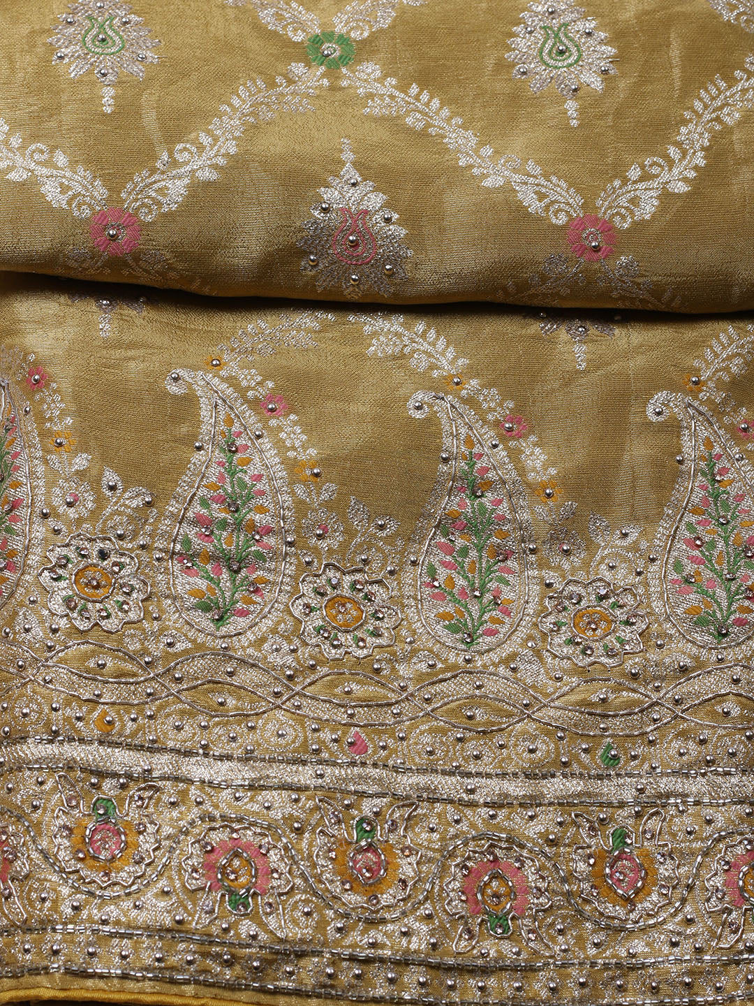 Woven Design Tissue Unstitched Suit With Pant &amp; Dupatta