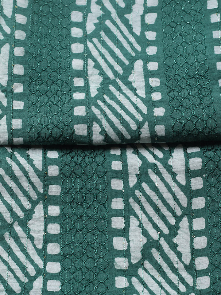 Printed Cotton Blend Unstitched Suit With Pant &amp; Dupatta