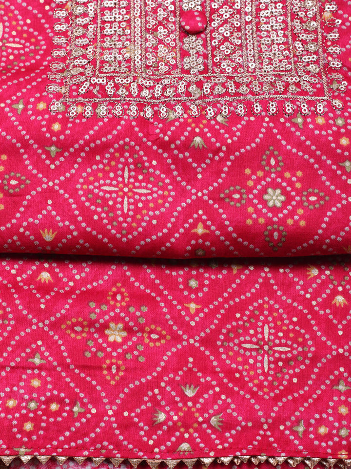 Embroidered Cotton Unstitched Suit With Pant &amp; Dupatta