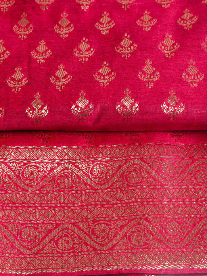 Woven Design Chanderi Unstitched Suit With Pant &amp; Dupatta