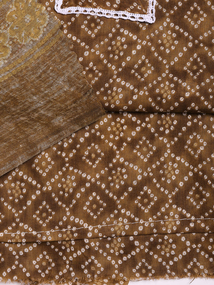 Printed Cotton Blend Unstitched Suit With Dupatta