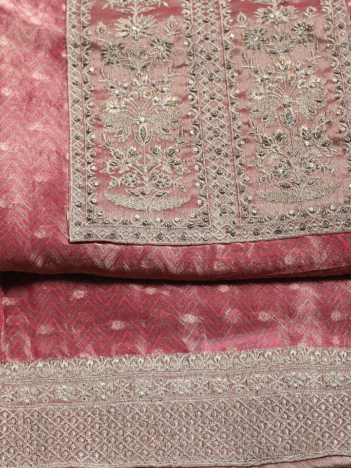 Banarasi Tissue Unstitched Suit With Dupatta