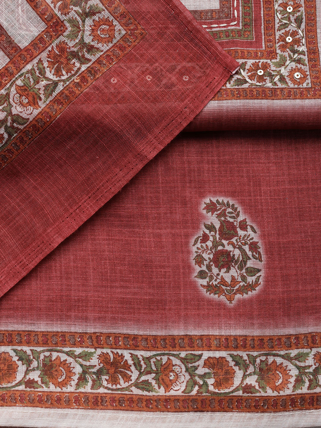 Printed Chanderi Unstitched Suit With Dupatta