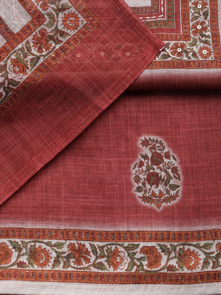 Printed Chanderi Unstitched Suit With Dupatta