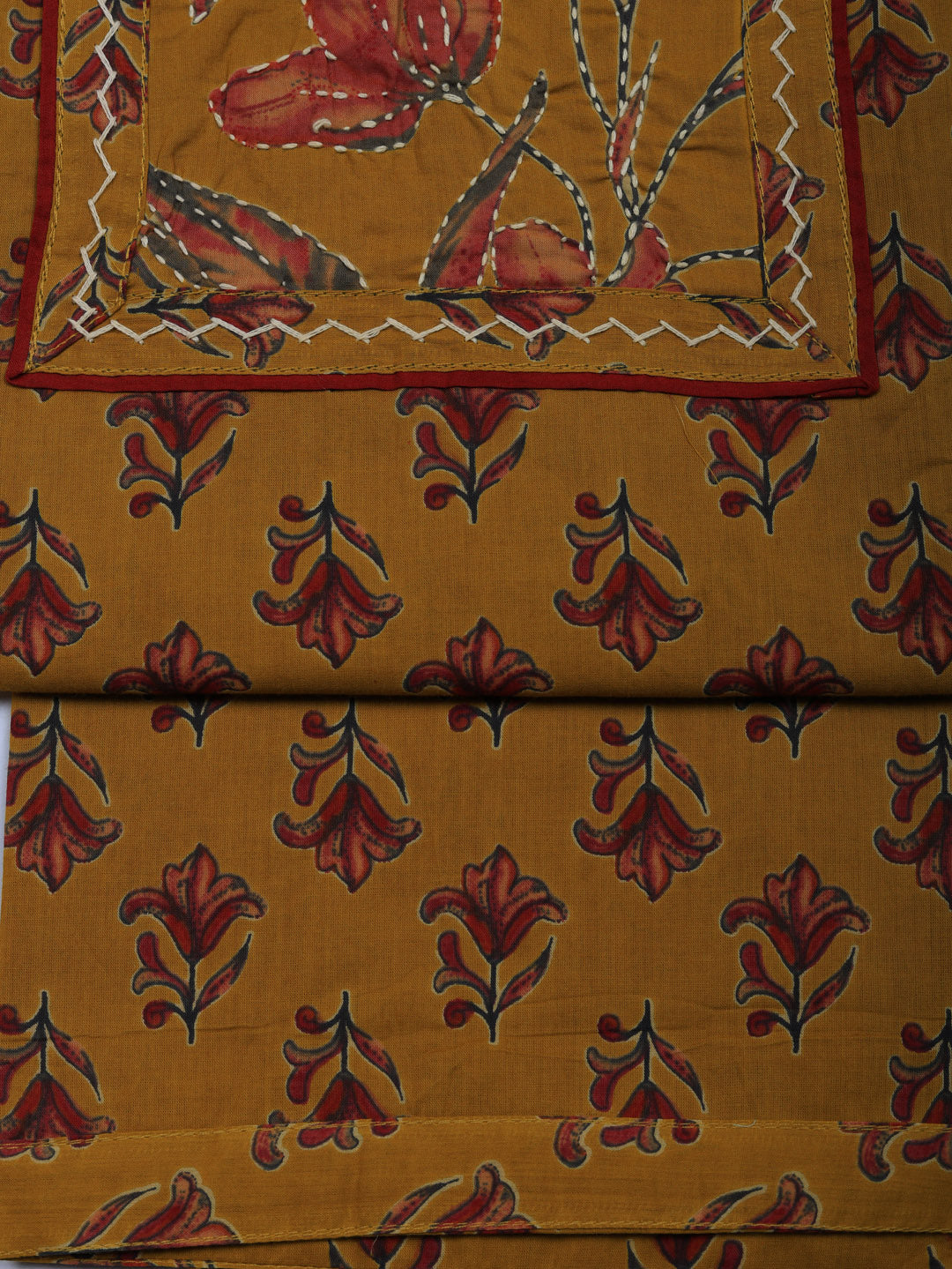 Printed Cotton Blend Unstitched Suit With Pant &amp; Dupatta
