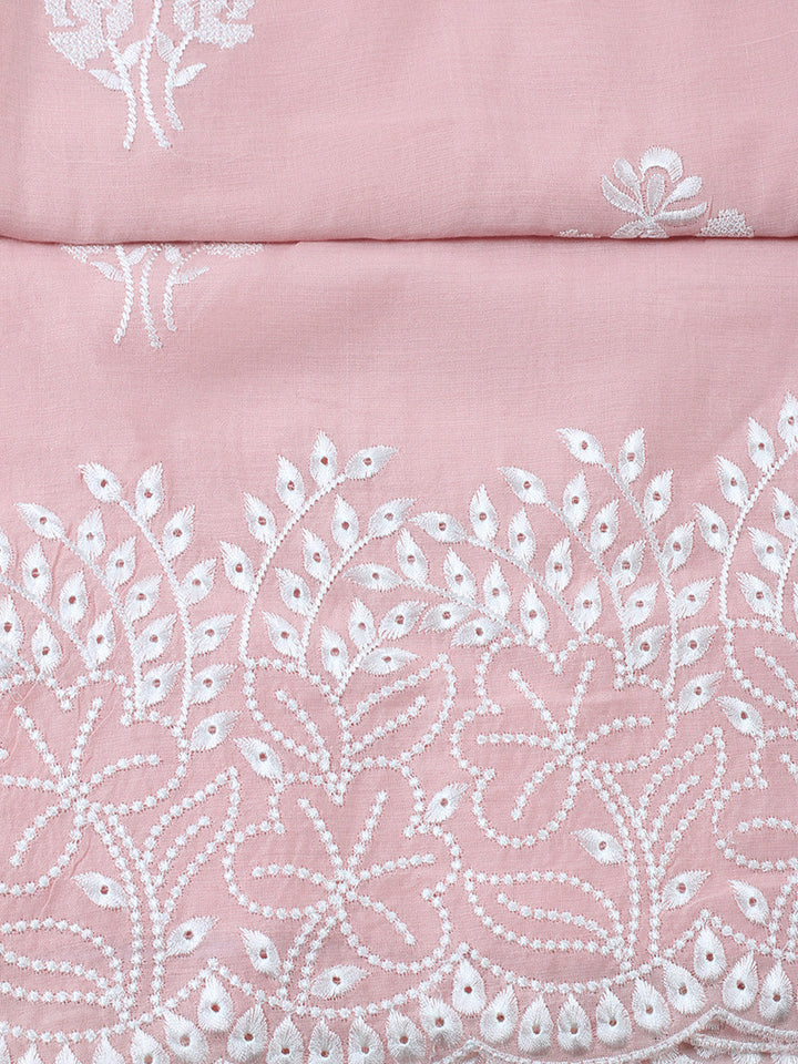 Embroidered Cotton Blend Unstitched Suit With Pant &amp; Dupatta